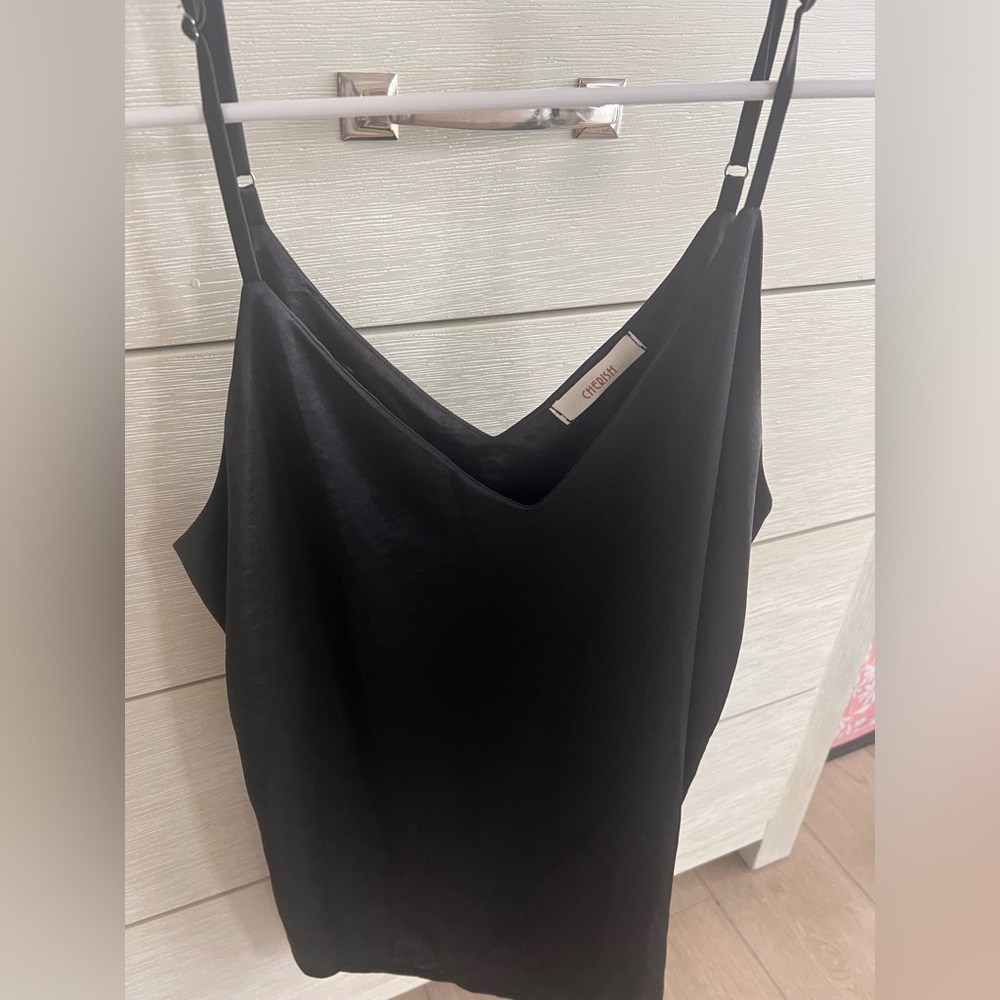 Cherish Black Satin V-Neck Cami